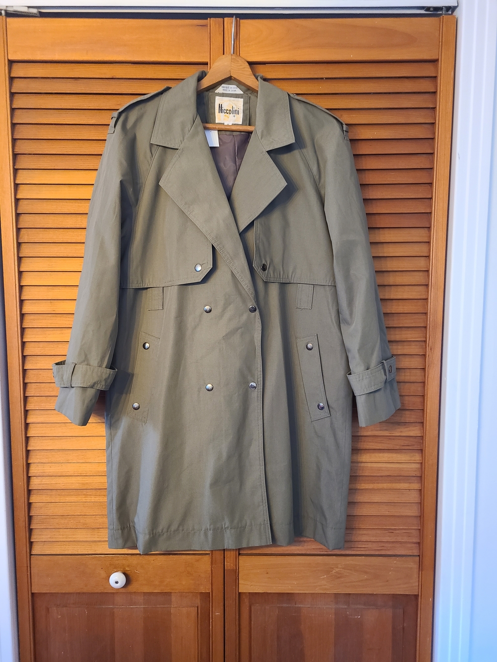 Olive Green Double-Breasted Trench Coat